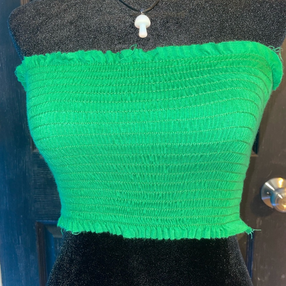 Green Ribbed Tube Top